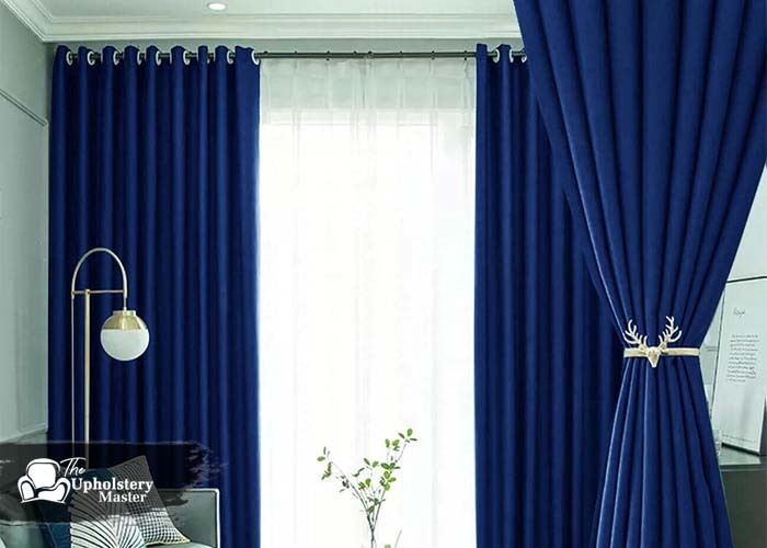 Blue color Box Pleat Curtains