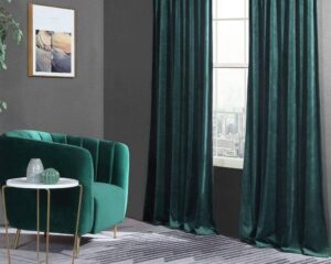 Green velvet curtains in Dubai