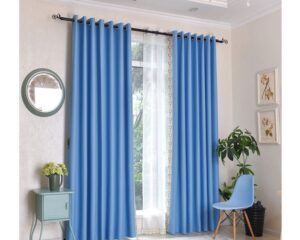 Polyester fabric blue color curtains in Dubai